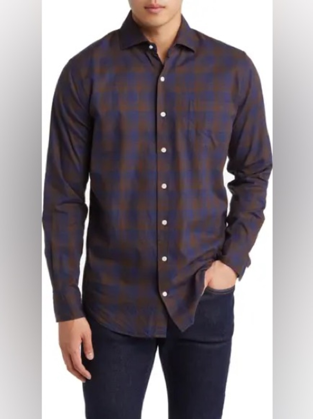 Peter Millar Men's Plaid Button-Down Shirt in Blue and Brown